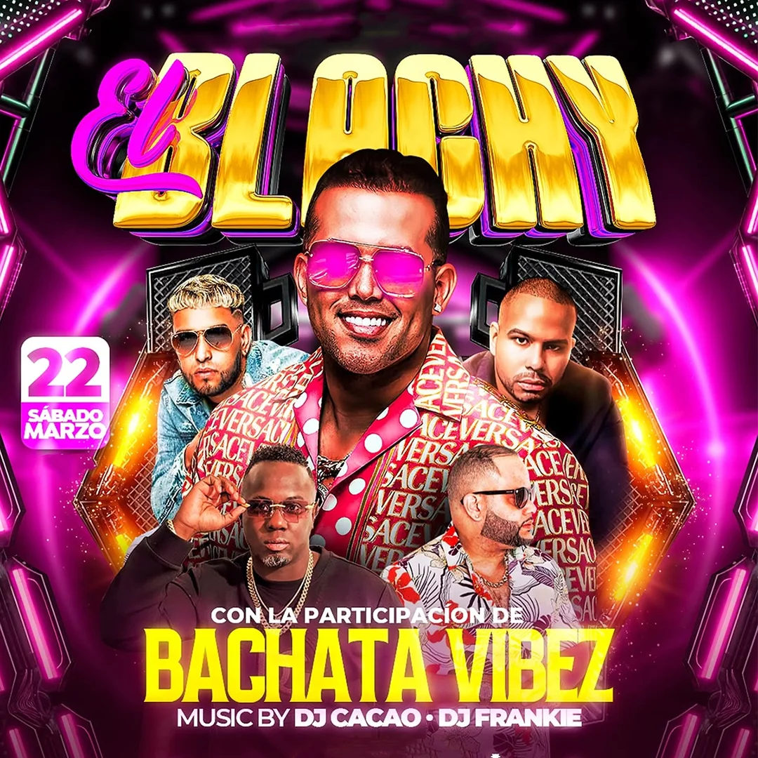 Bachata Club flyer pink yellow neon effects